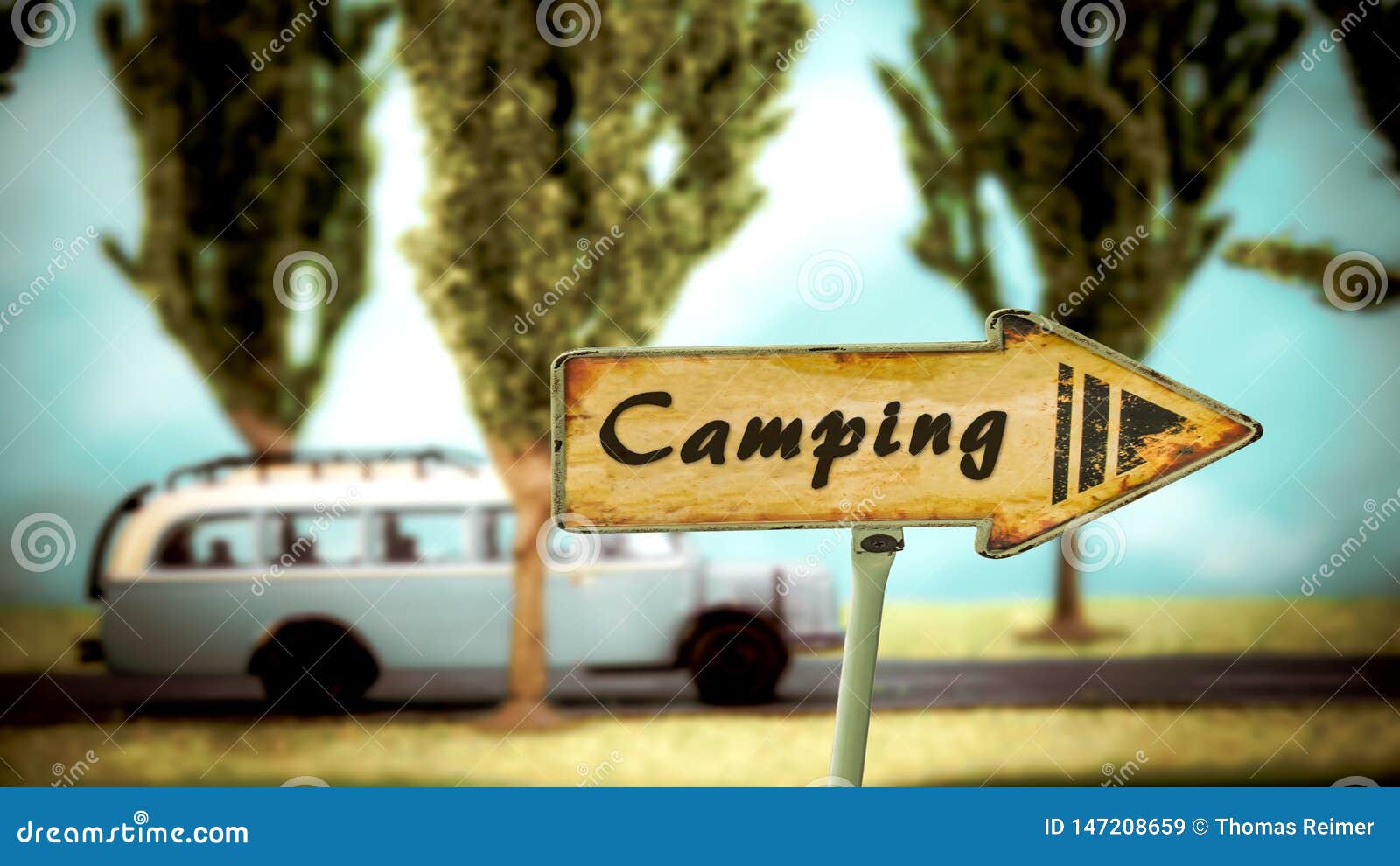 Street Sign to Camping stock image. Image of camper - 147208659