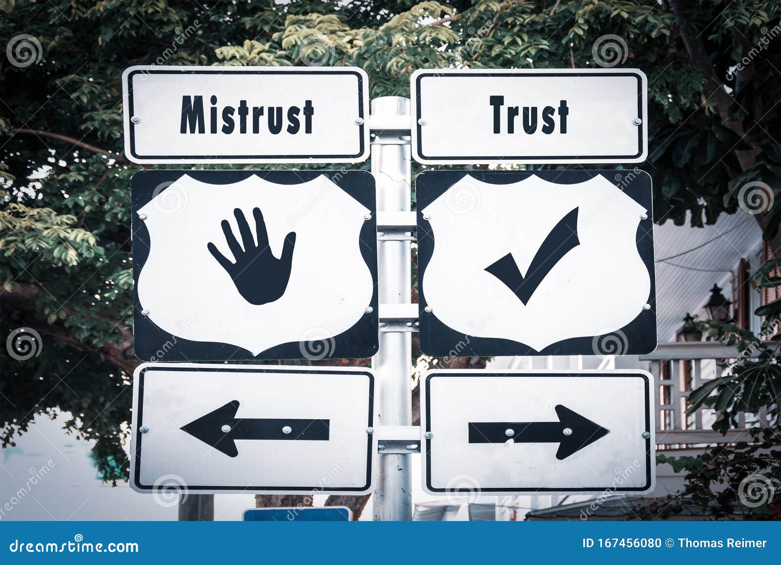 street sign to trust versus mistrust