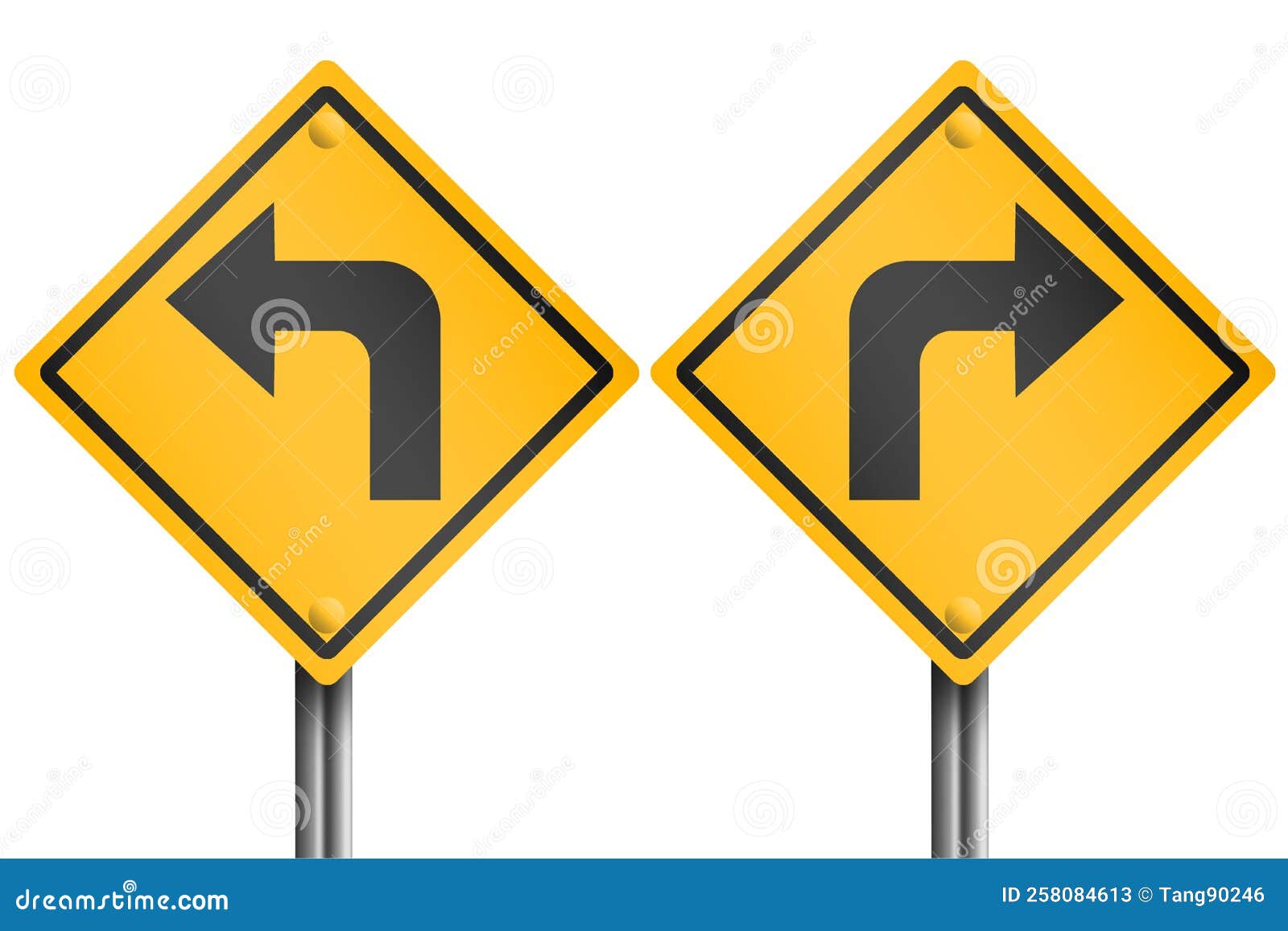 Street Sign Sets with Turn Left and Right Indication Stock Illustration ...