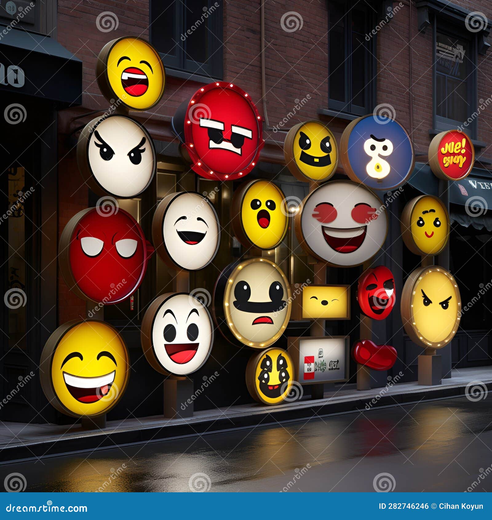 Street Signposts Infused with Expressive Emojis Stock Illustration Illustration of silhouette