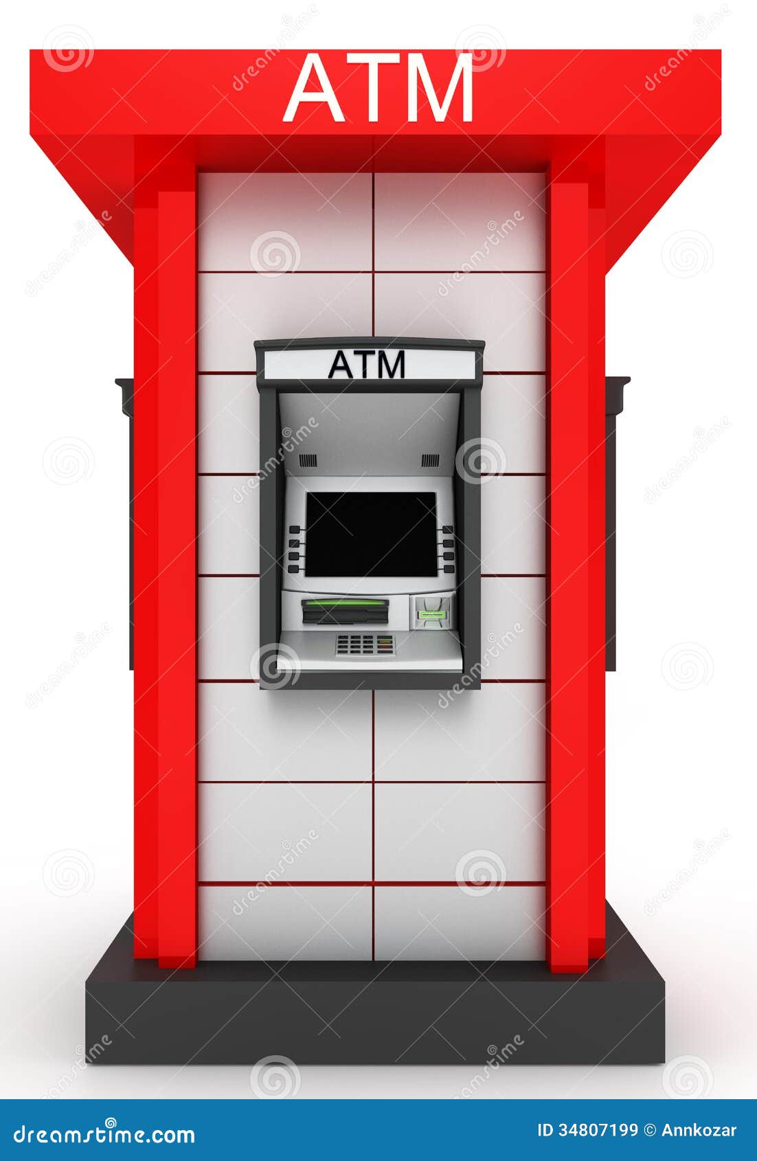 Street Totem With Automated Teller Machine Stock Street Totem With Automated Teller Machine Stock