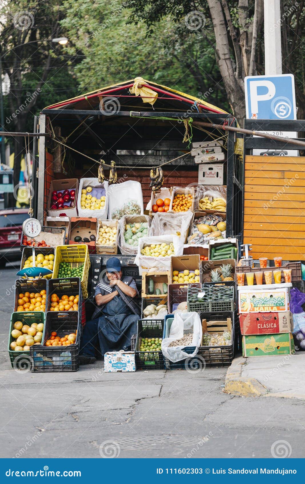 Street Vendor in Mexico City Editorial Stock Photo - Image of apple