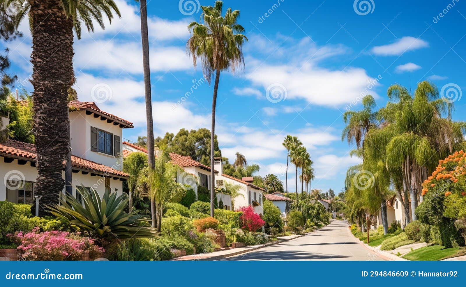 street view in california showcases a picturesque array of stunning houses beneath the warm californian sun. ai-generated image,