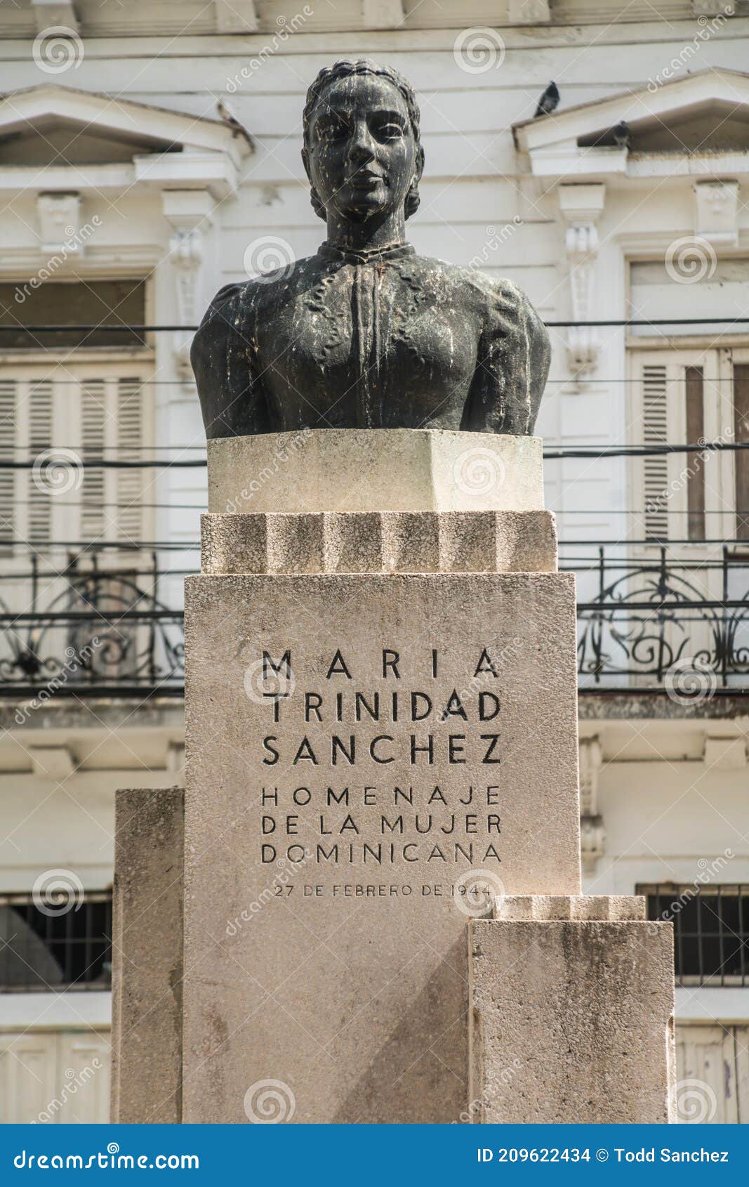 Dramatic Image of Statue of Maria Trinidad Sanchez in Local Park