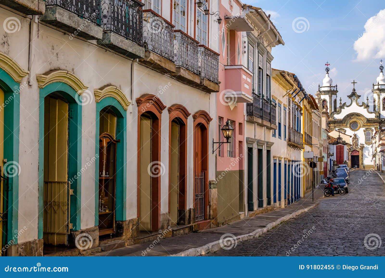 street view of sao joao del rei colonial buildings - sao joao del rei, minas gerais, brazil