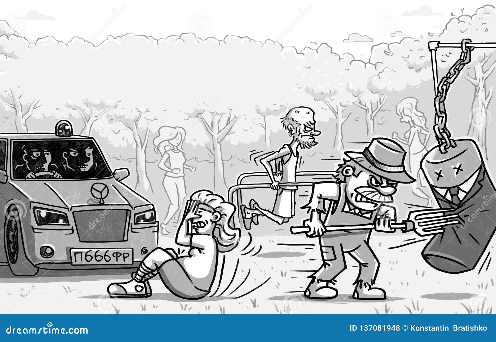 Street Workout Angry People Protesters Stock Illustration