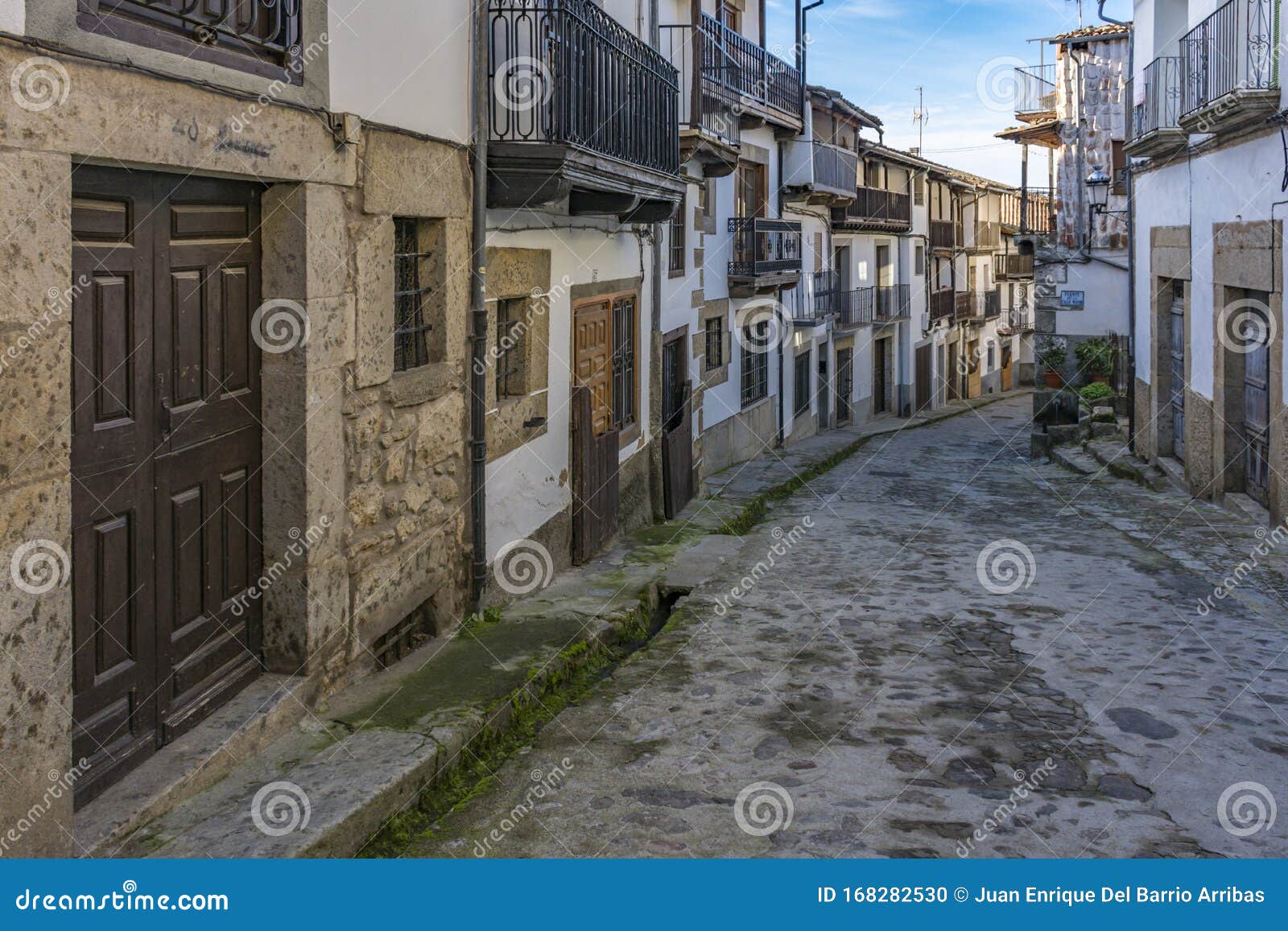 streets and architectural facades of candelario salamanca, spain