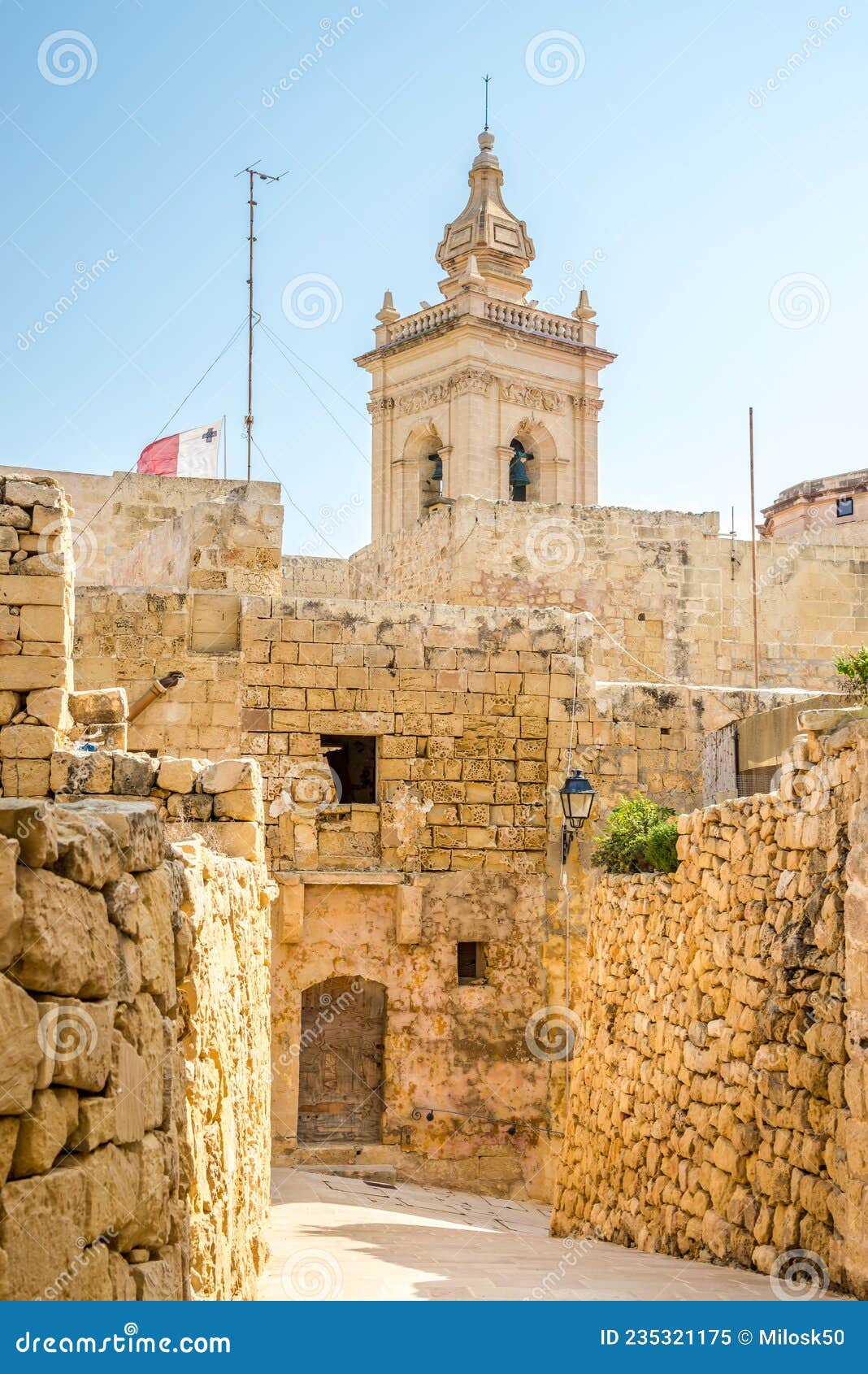 in the streets of old cittadella in victoria town -gozo, malta