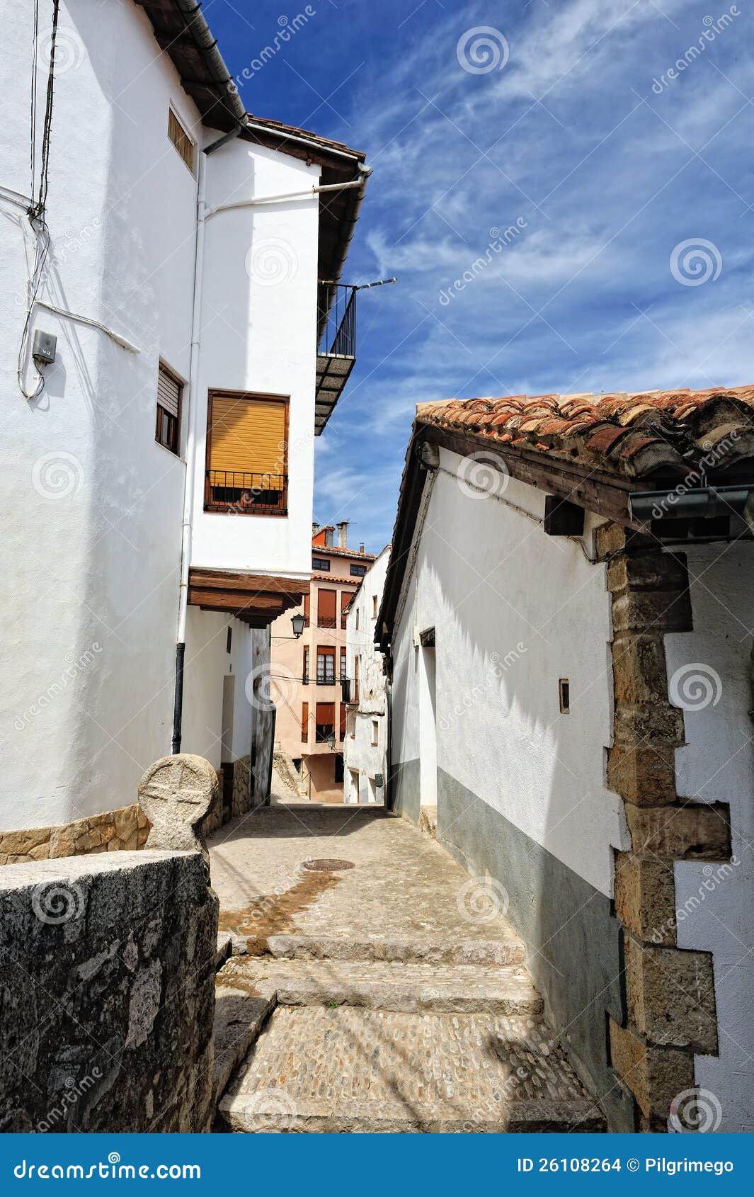 Streets of the Small Spanish Town Morella. Stock Photo Image of