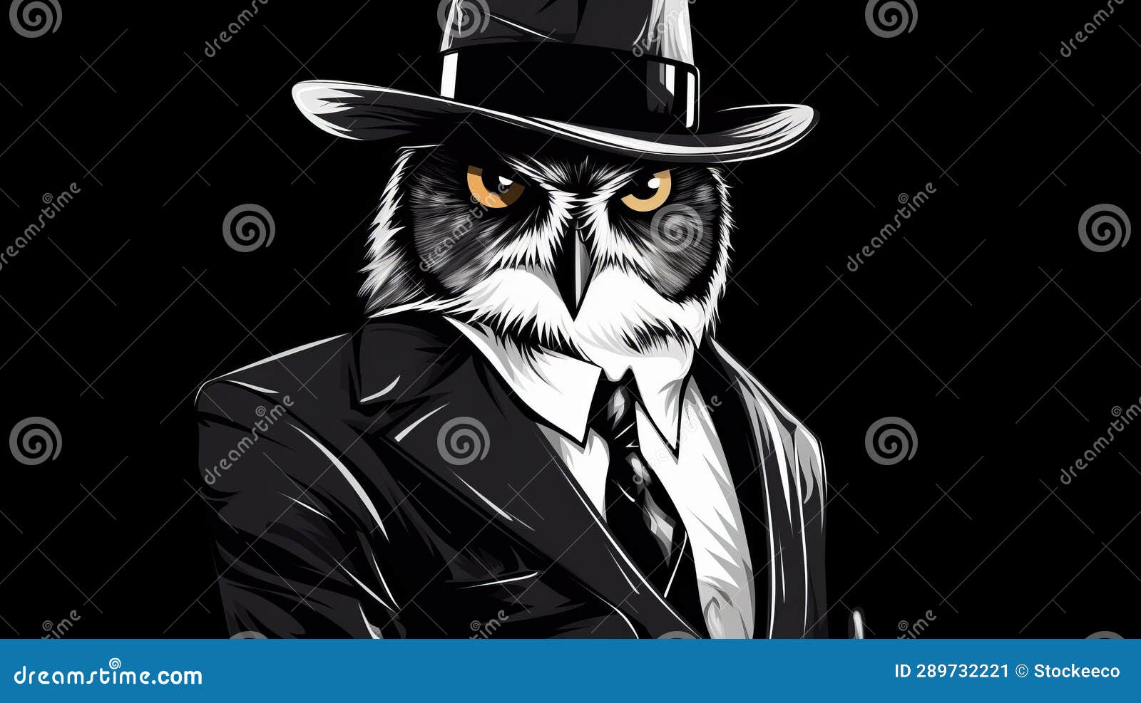 streetwise owl detective: graphic novel inspired pop art 