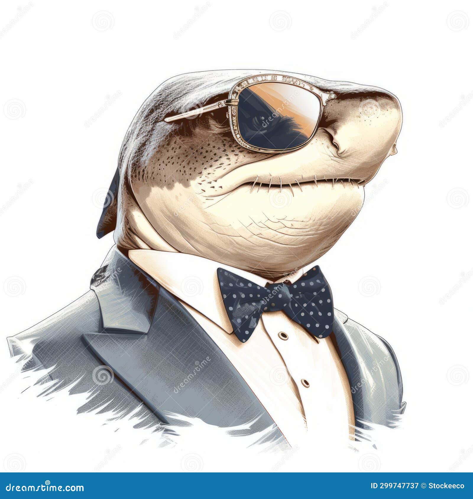 streetwise shark: a stylish and saturated portrait of a shark in a suit