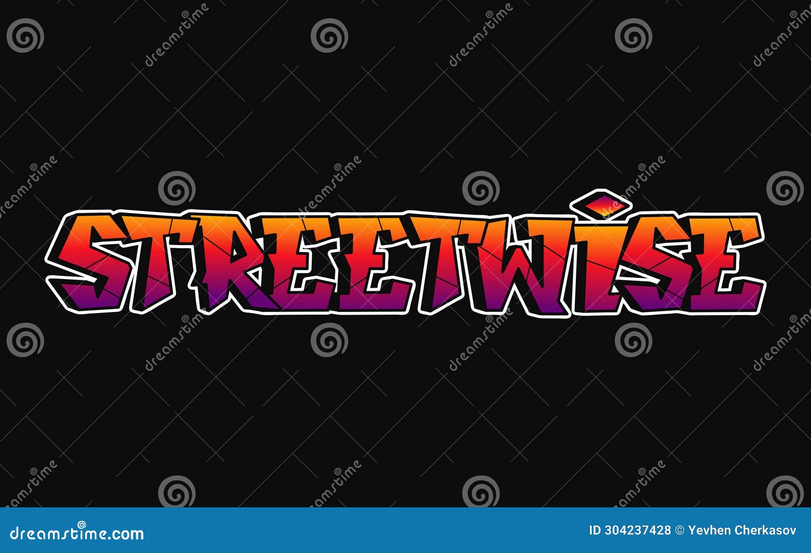 streetwise - single word, letters graffiti style.  hand drawn logo. funny cool trippy word streetwise, fashion