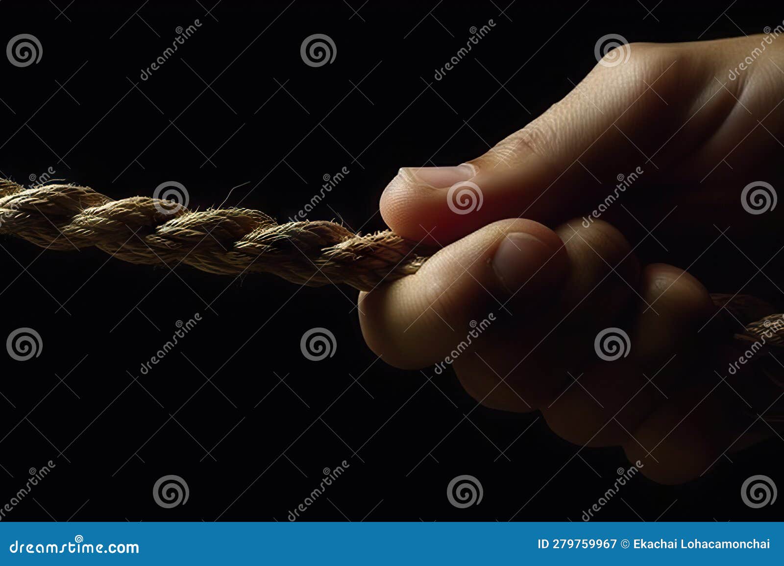 Strength in Grip Firmly Holding the Rope for Stability and Support