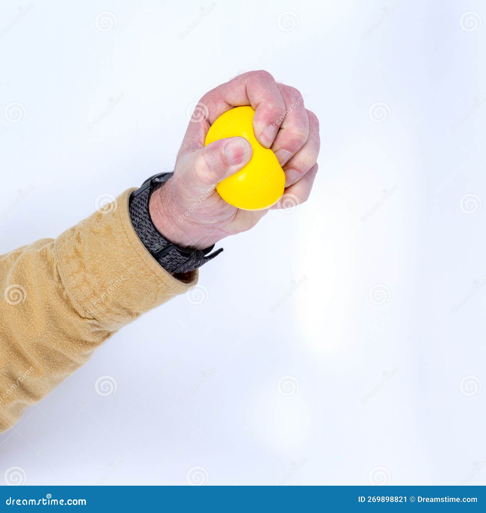Stress Ball Squeezed that is Yellow in Color Stock Image Image of