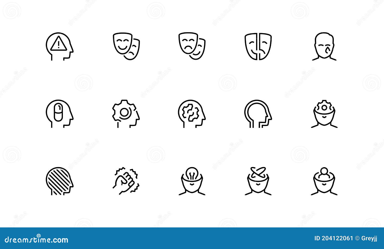 stress, depression and mental disorders related  icons