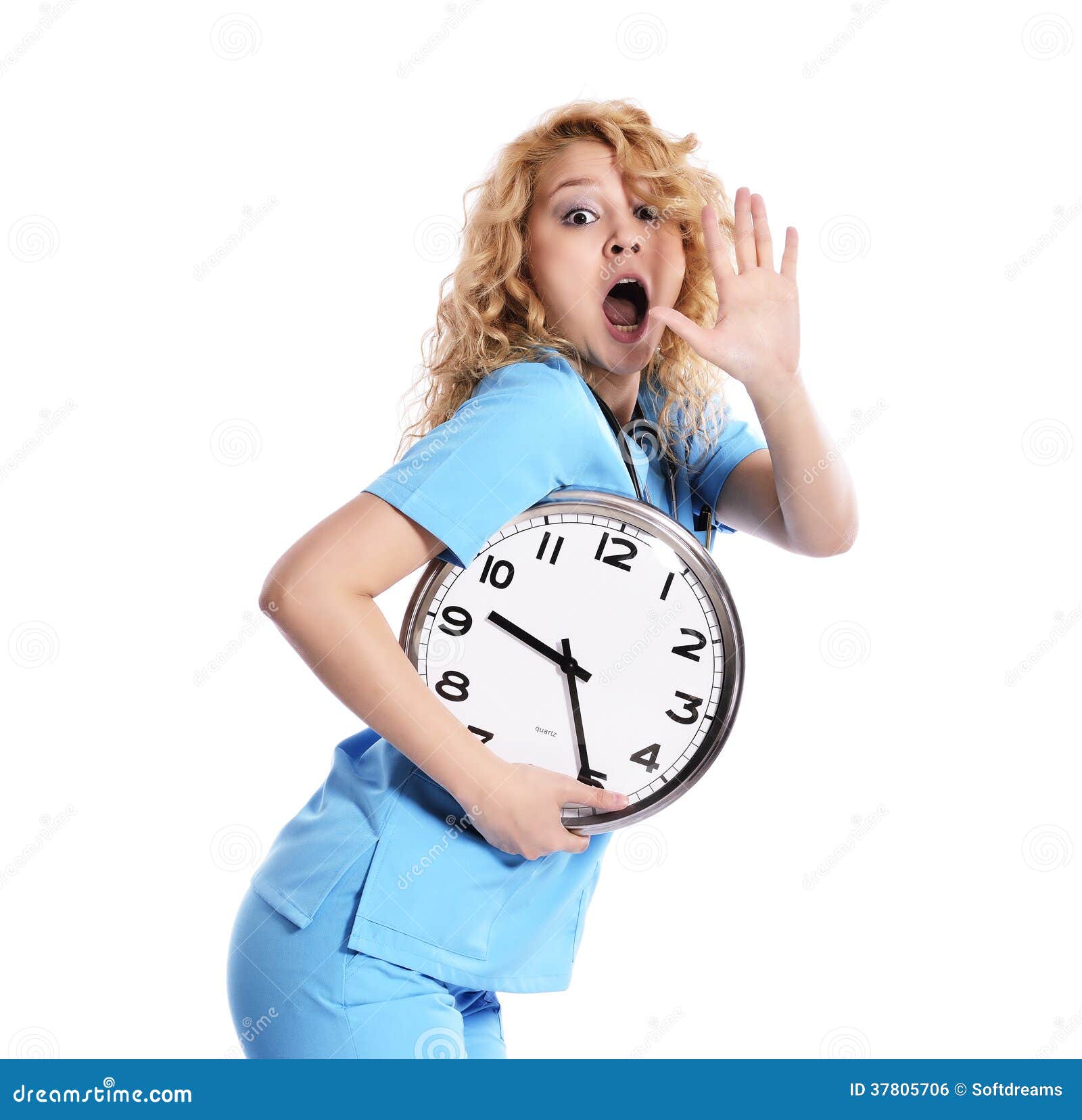 stress - nurse woman running late