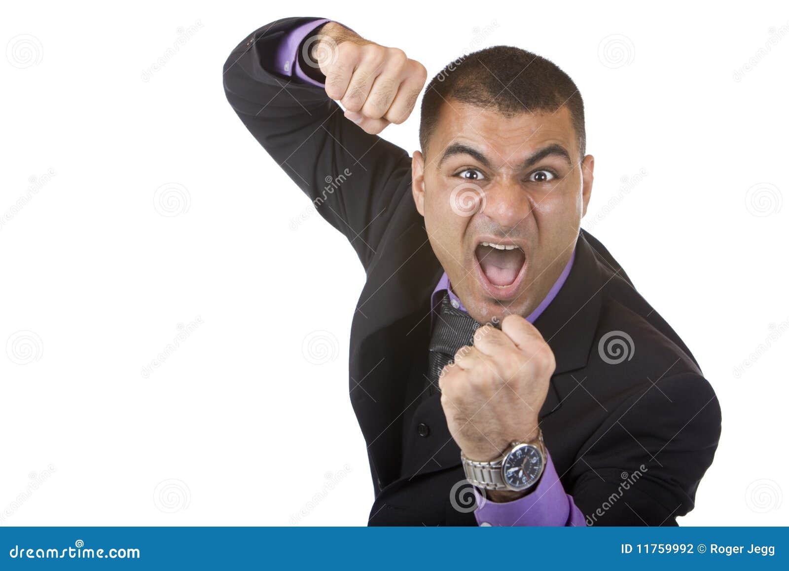 Stressed Businessman Is Angry And Shows Fists Stock Photo Image Of