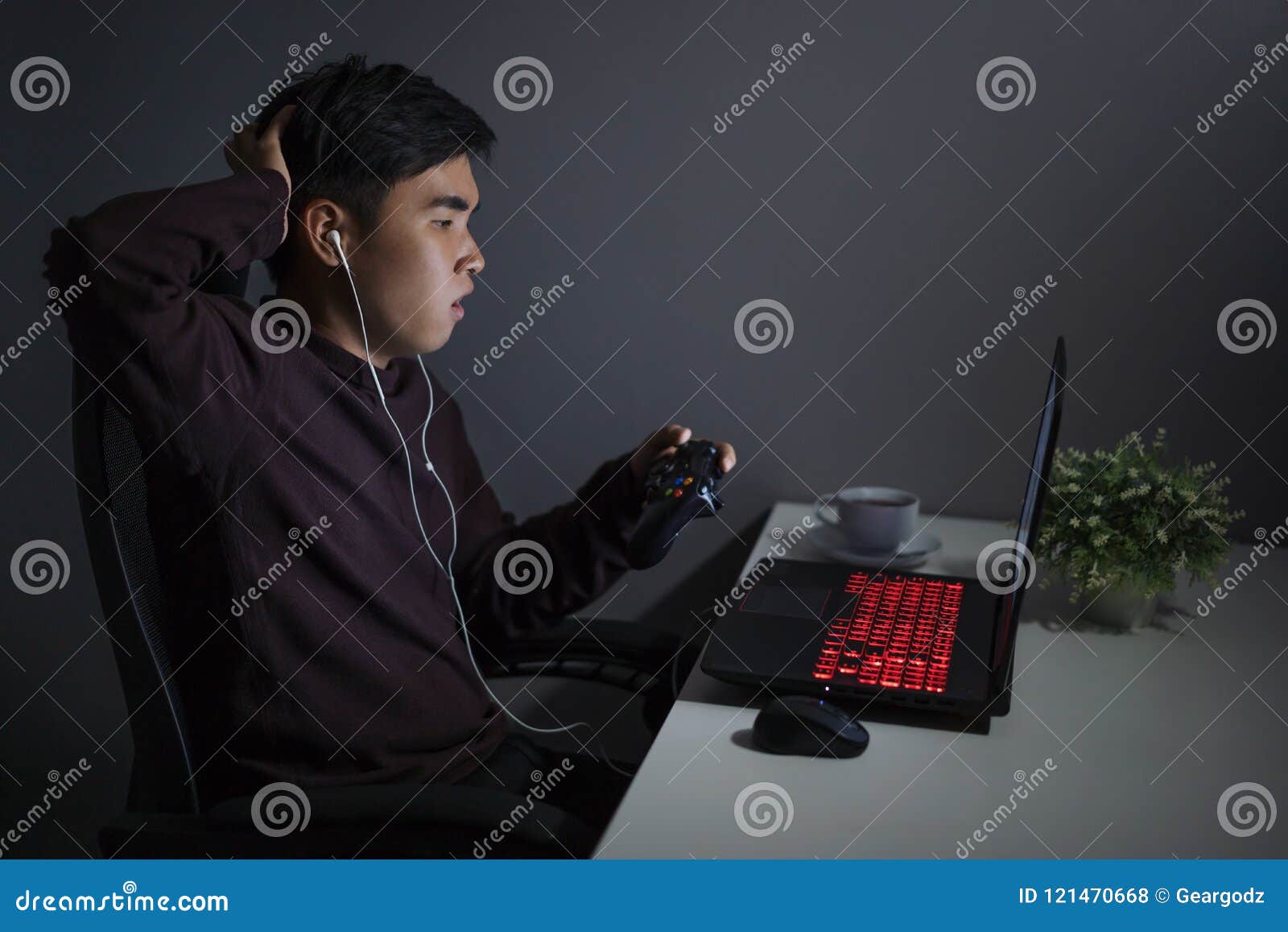 Stressed Depressed Man Using Joystick To Playing Games Stock Photo Image of computer