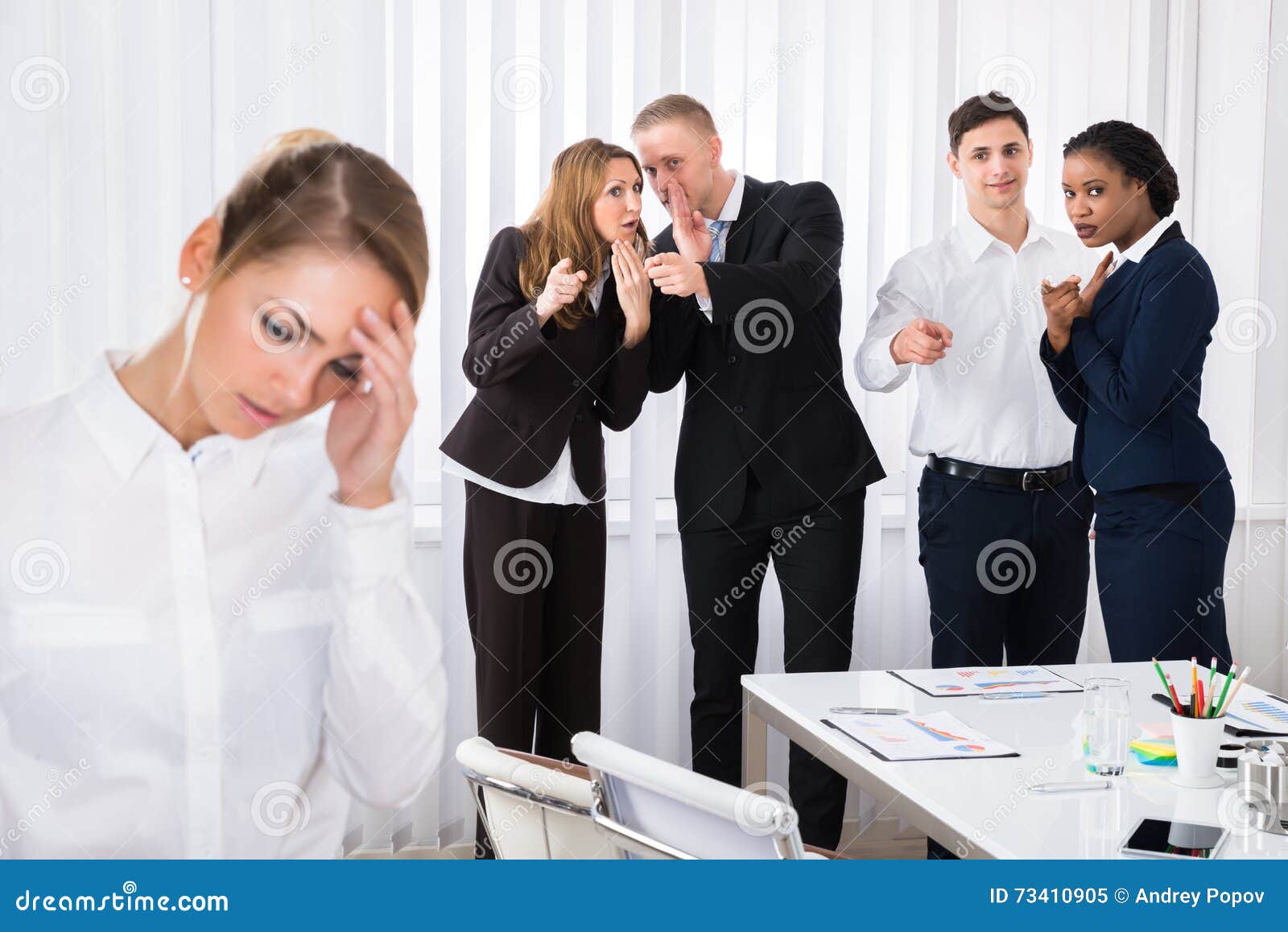 stressed female colleague in office