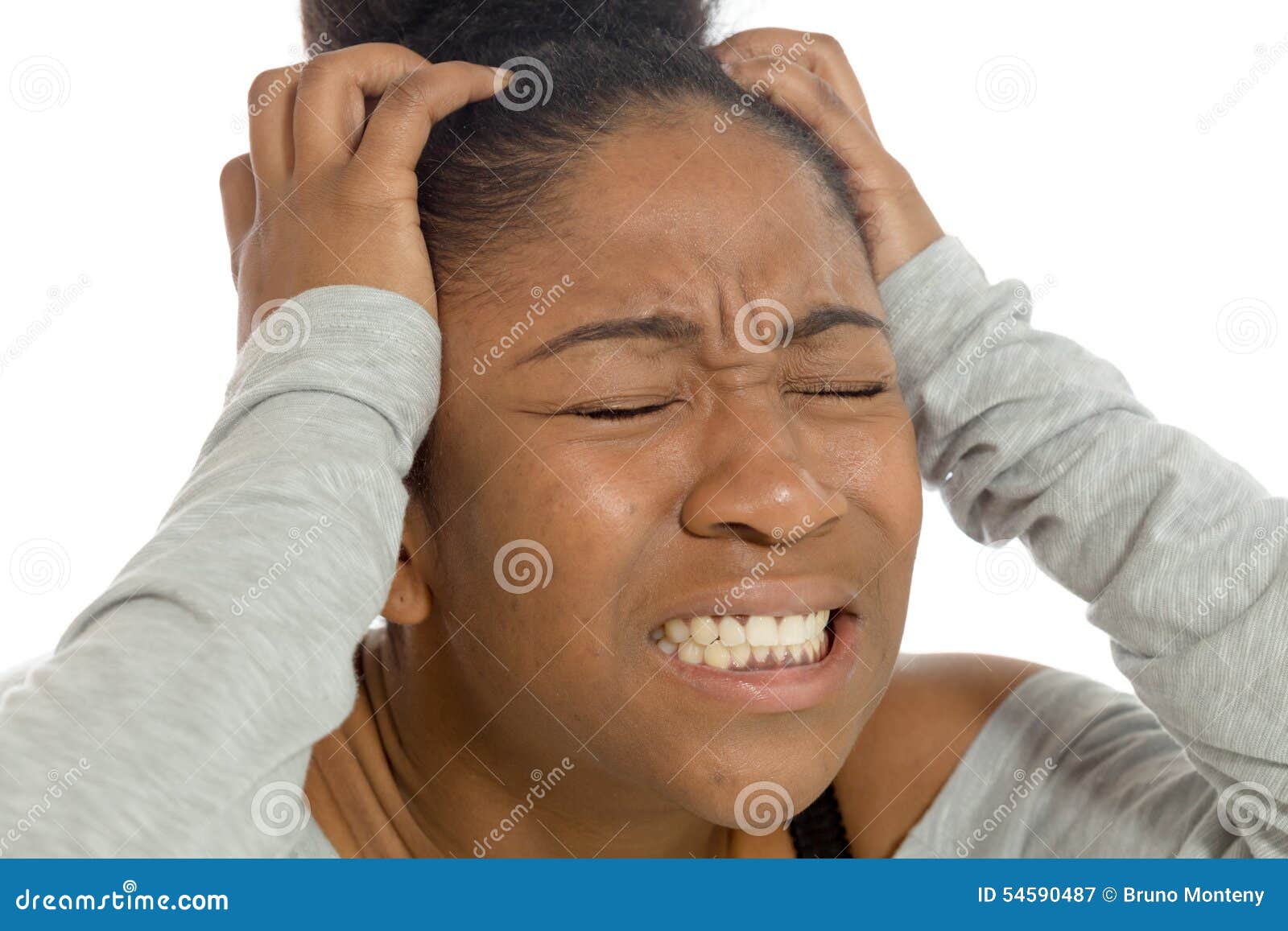 Stressed Model Pulling Hairs Stock Image Image of beautiful, people