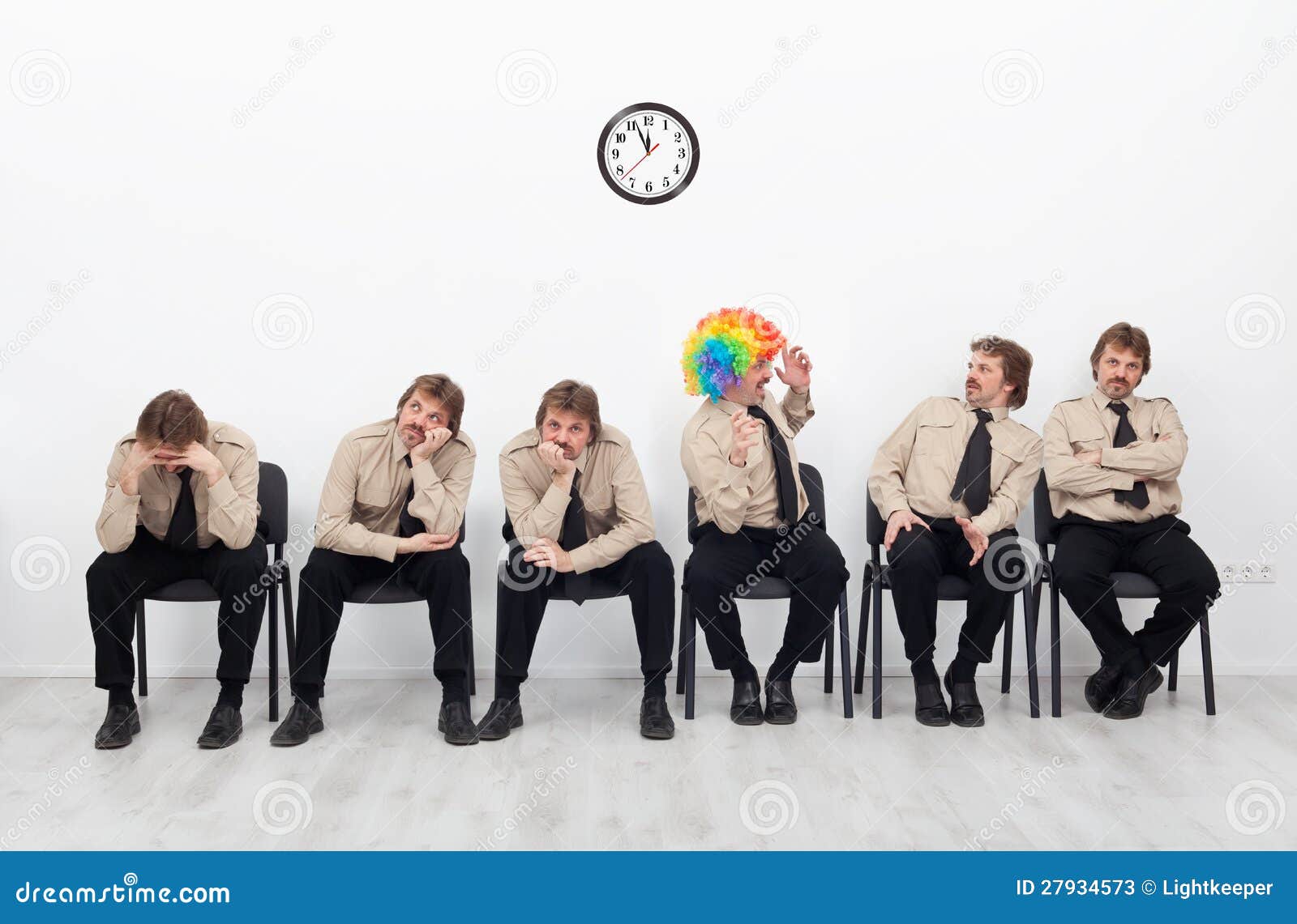stressed people waiting for a job interview