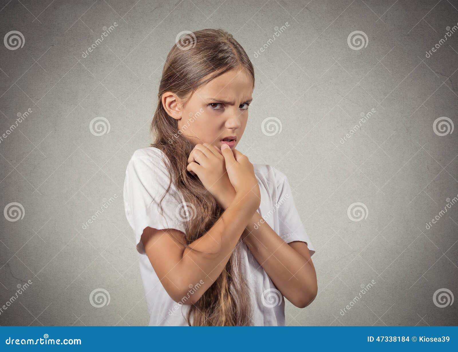 Stressed Teenager Girl Looking Anxiously Afraid Stock Photo Image