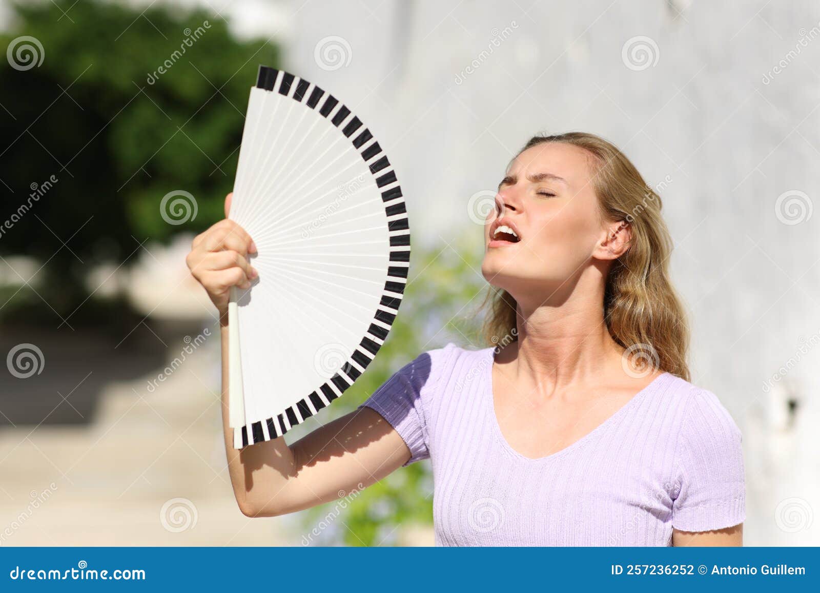 stressed woman suffering heatstroke on summer