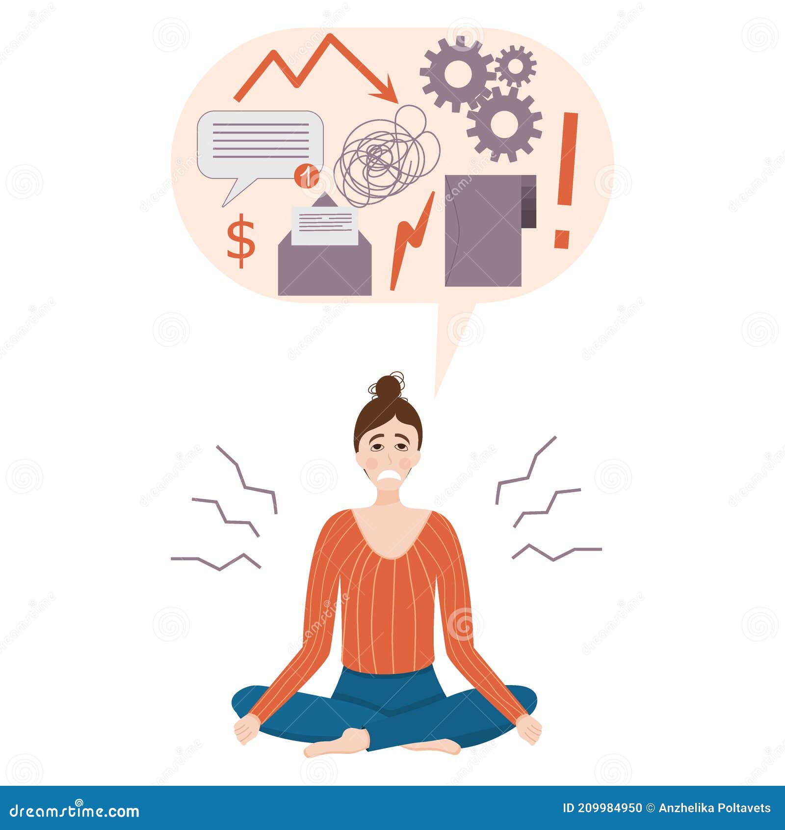 stressed woman clipart