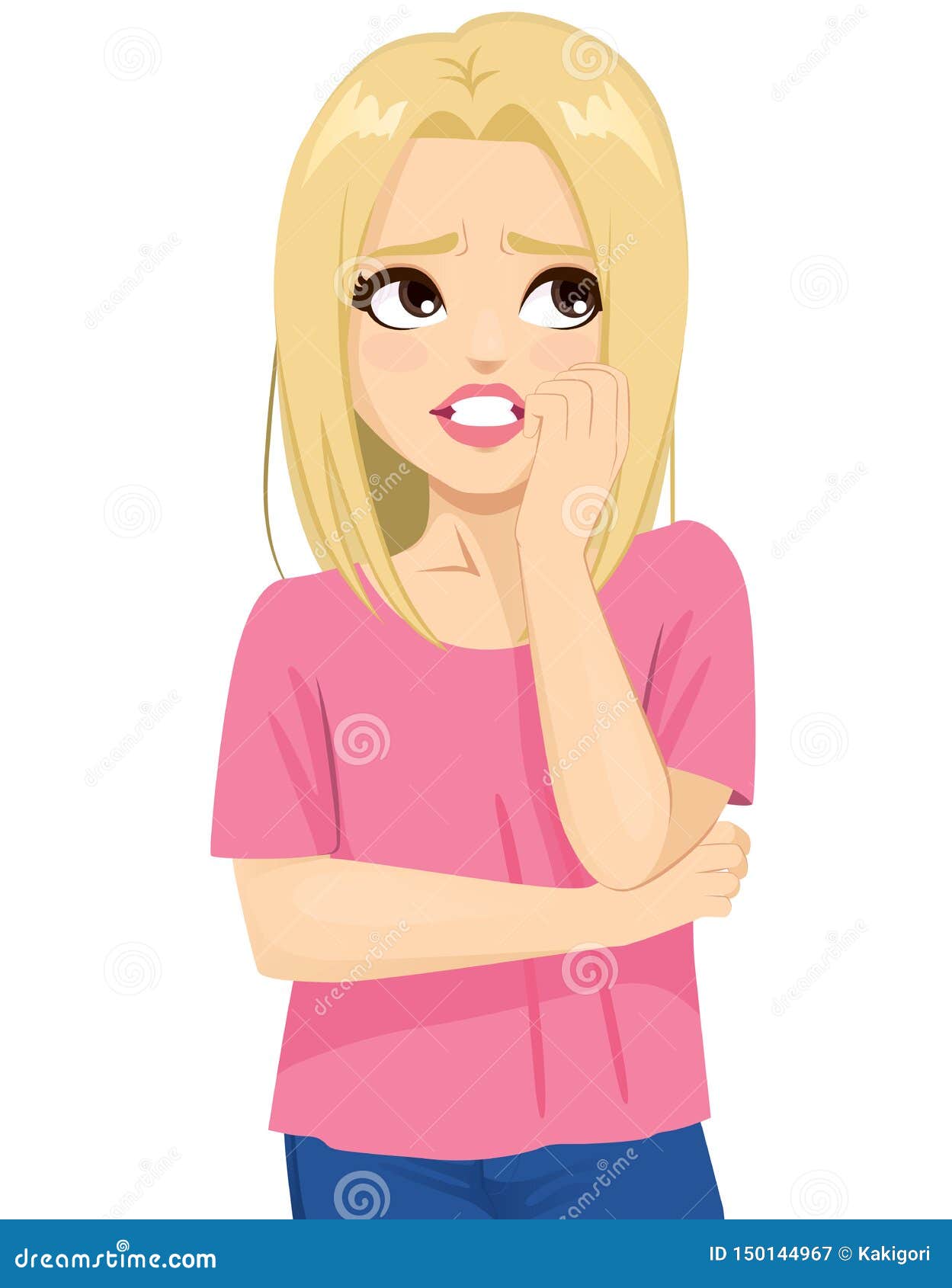 Stressed Worried Woman stock vector. Illustration of expression - 150144967