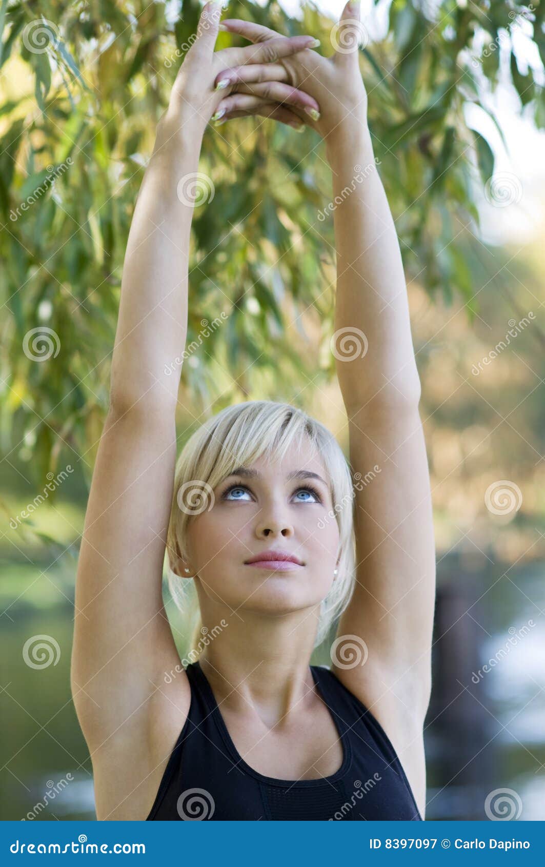 Stretching arms stock image. Image of teen, blond, slim 8397097