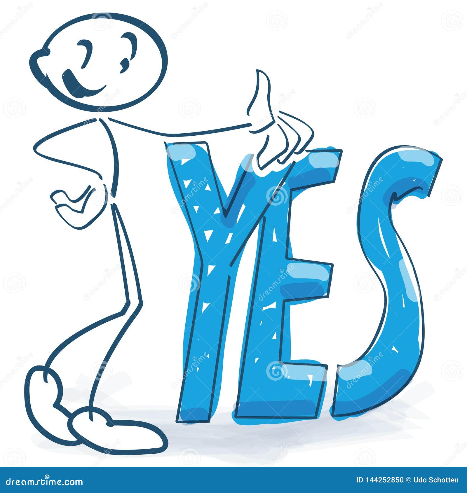 Stick Figure with a Big Yes Stock Vector Illustration of display