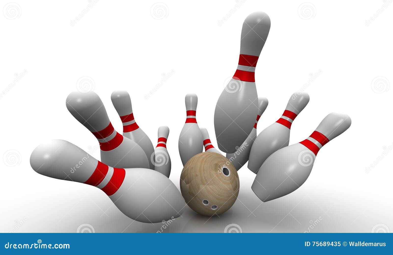 Strike. Bowling Ball Knocks Down All The Pins RoyaltyFree Stock Image