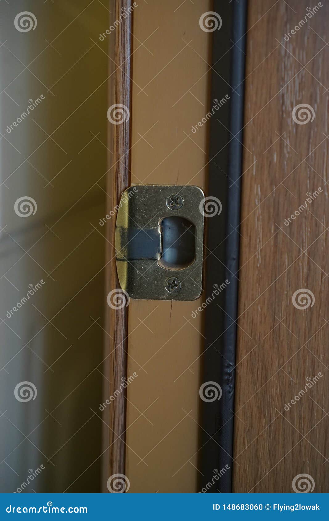 Strike box on a door stock photo. Image of brown, rubber 148683060