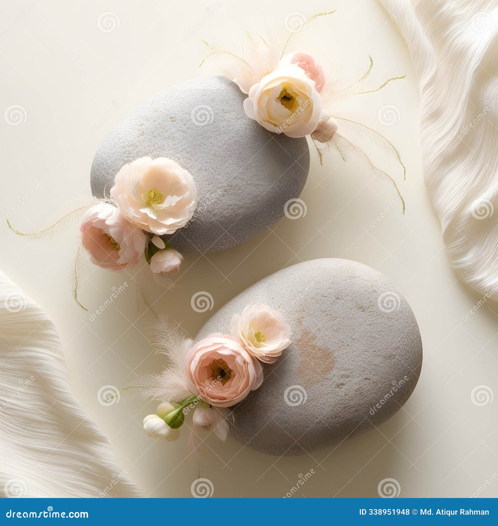 ash white stone with beautiful flowers
