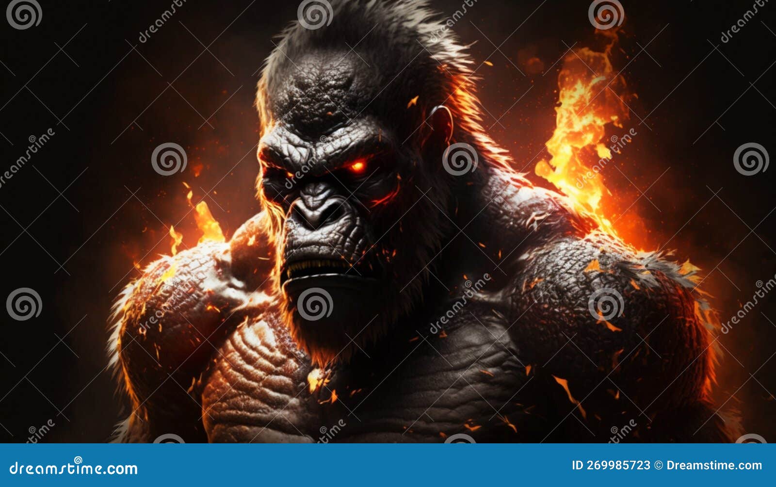 Angry Fire Gorilla Illustration Stock Illustration - Illustration of ...