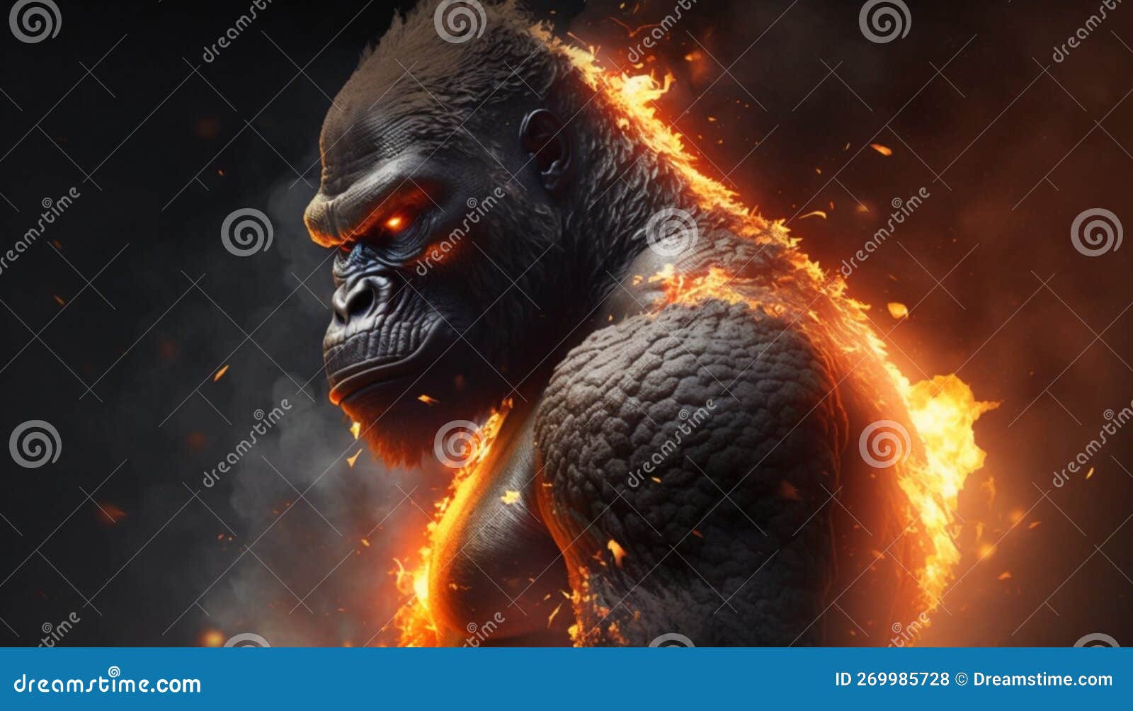 Angry Fire Gorilla Illustration Stock Illustration - Illustration of ...