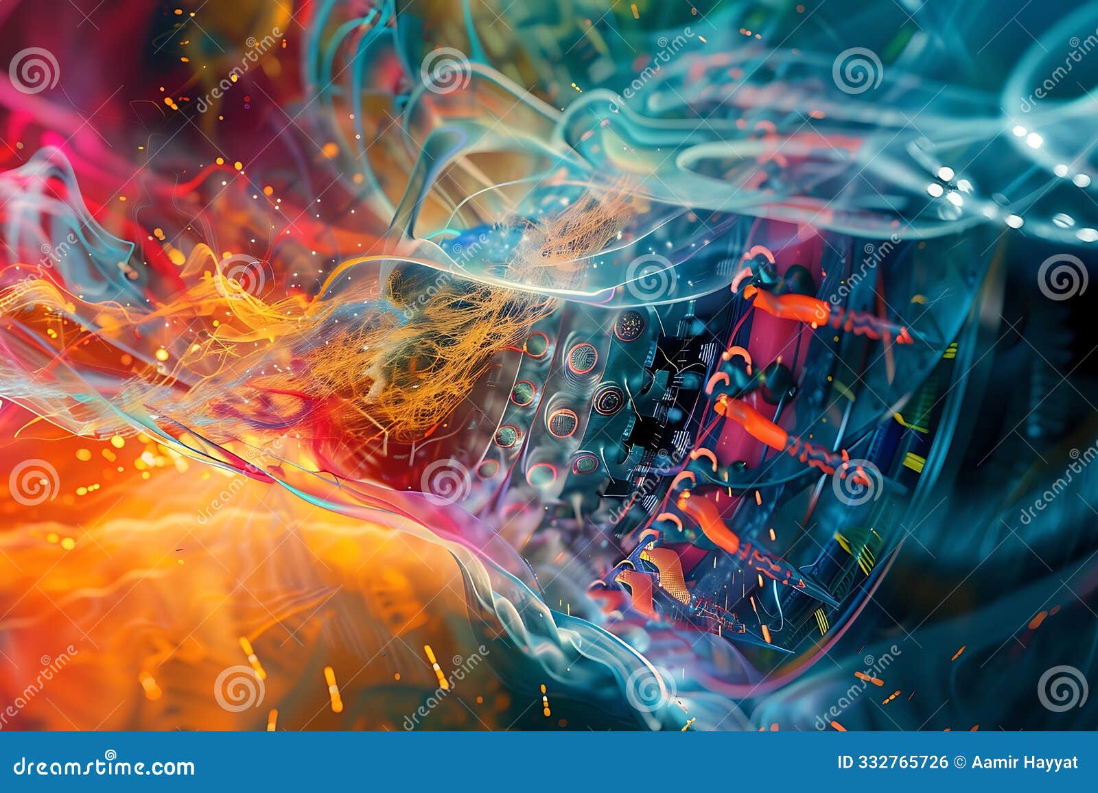 dynamic waves in vibrant colors ai art light effects