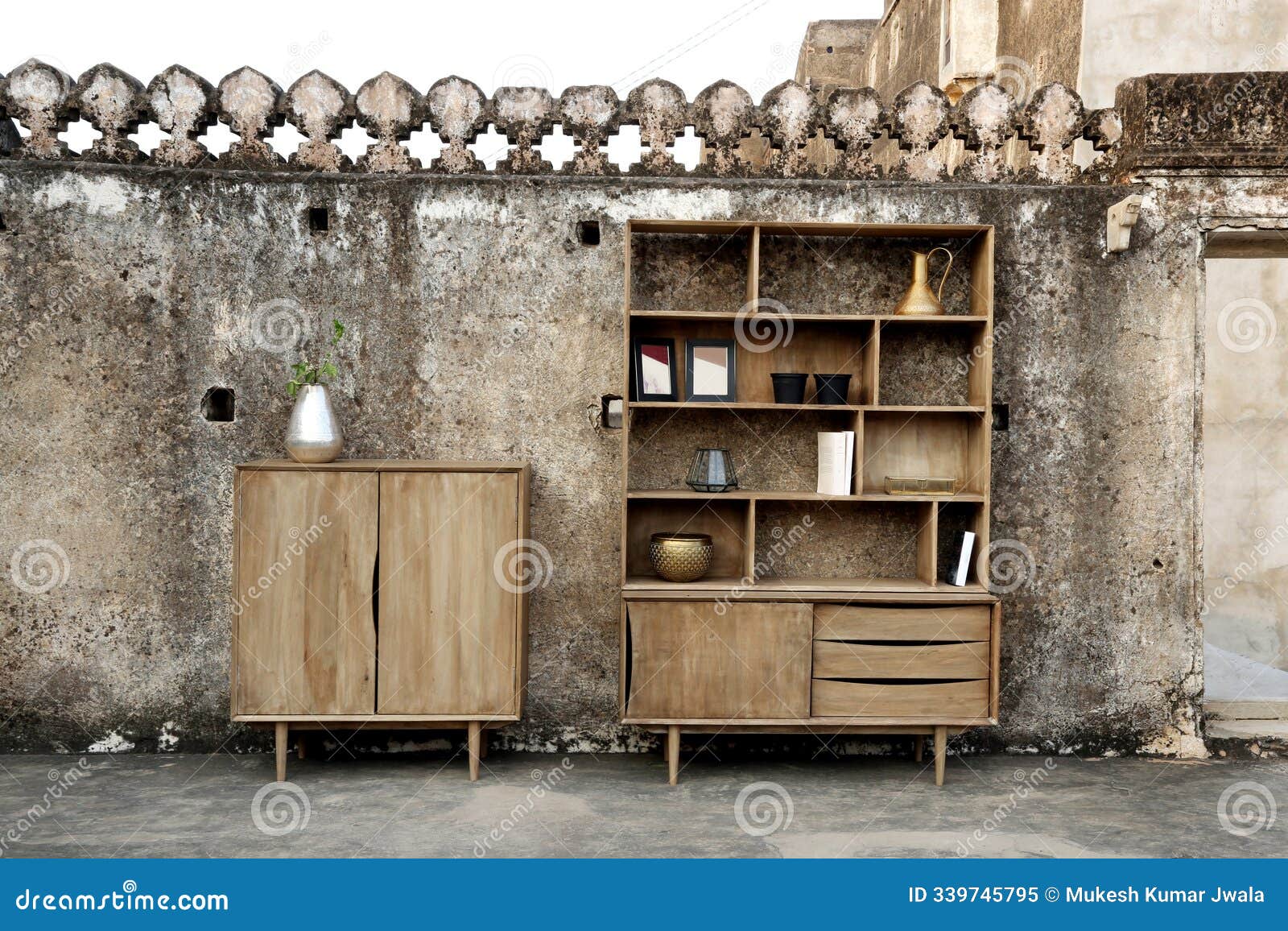 a striking blend of old and new, this clean-lined wooden shelf .