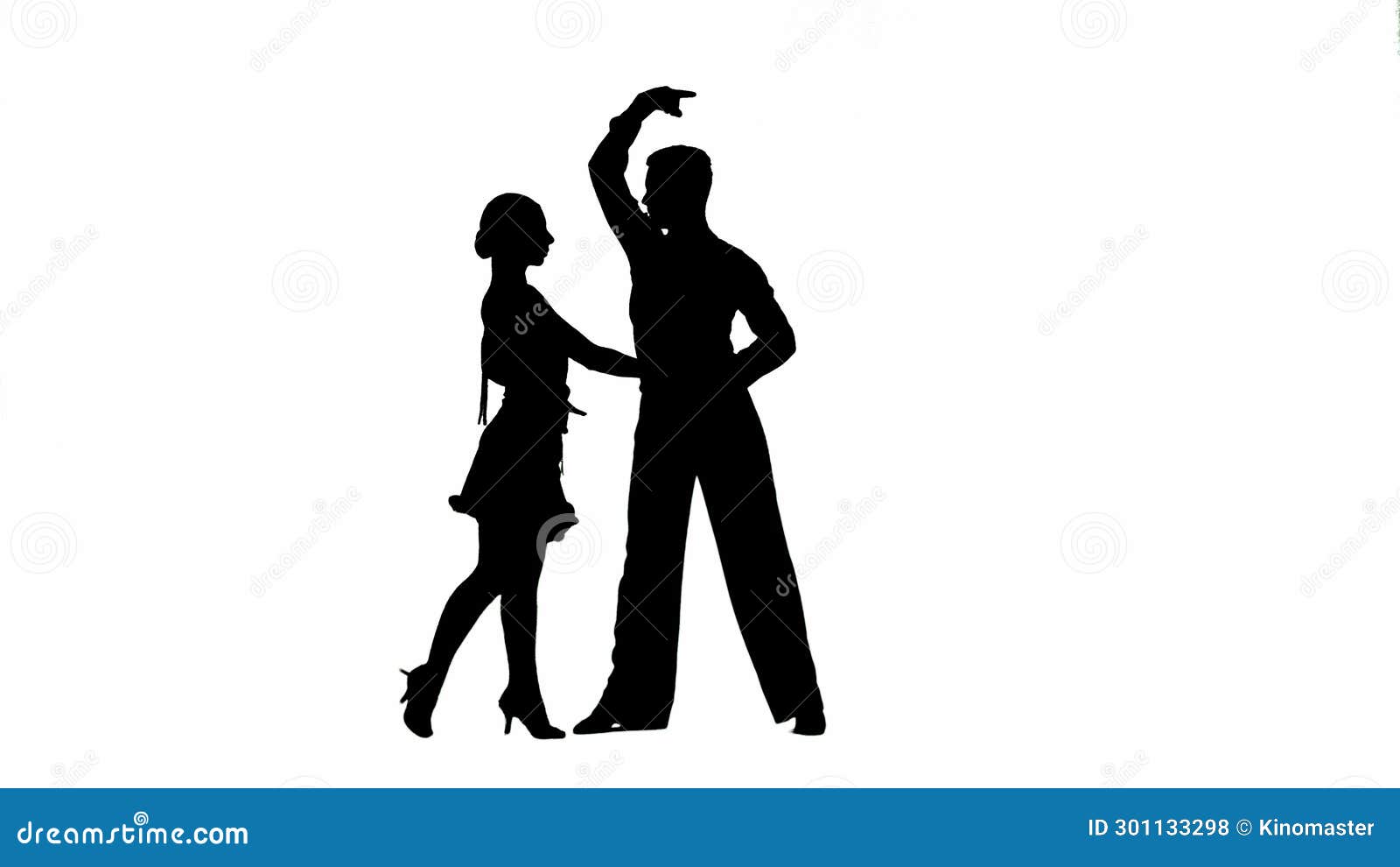 Black and White Silhouette Elegant Ballroom Dance Couple Stock Photo