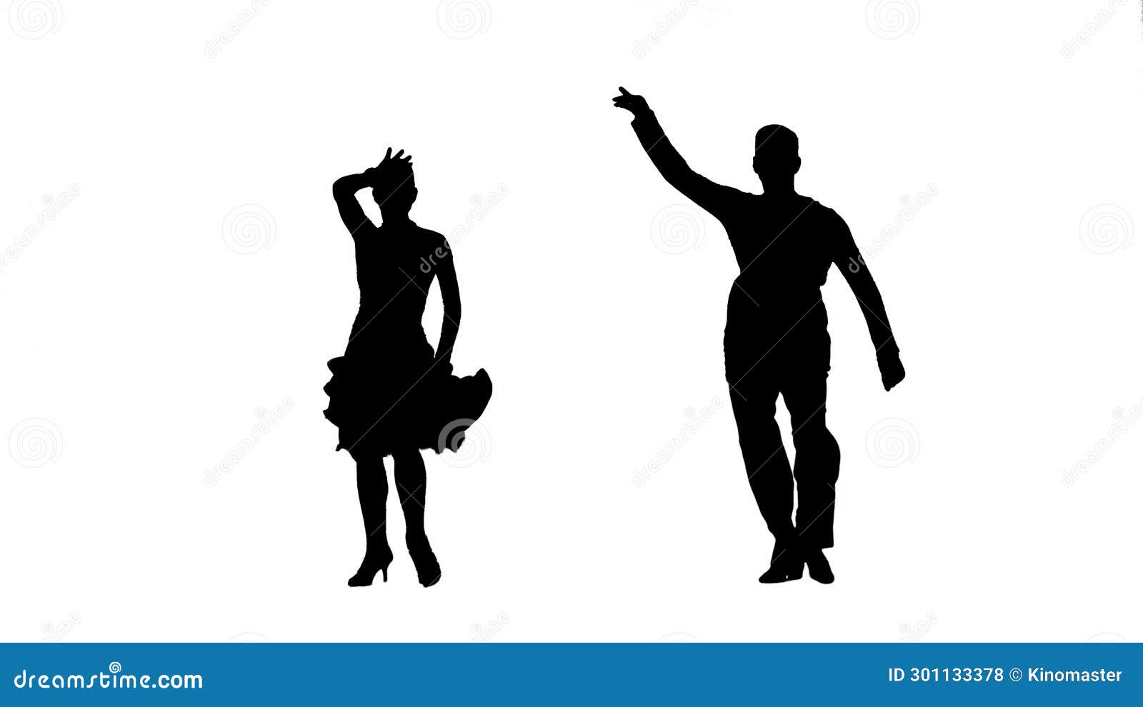Black and White Silhouette Elegant Ballroom Dance Couple Stock Photo