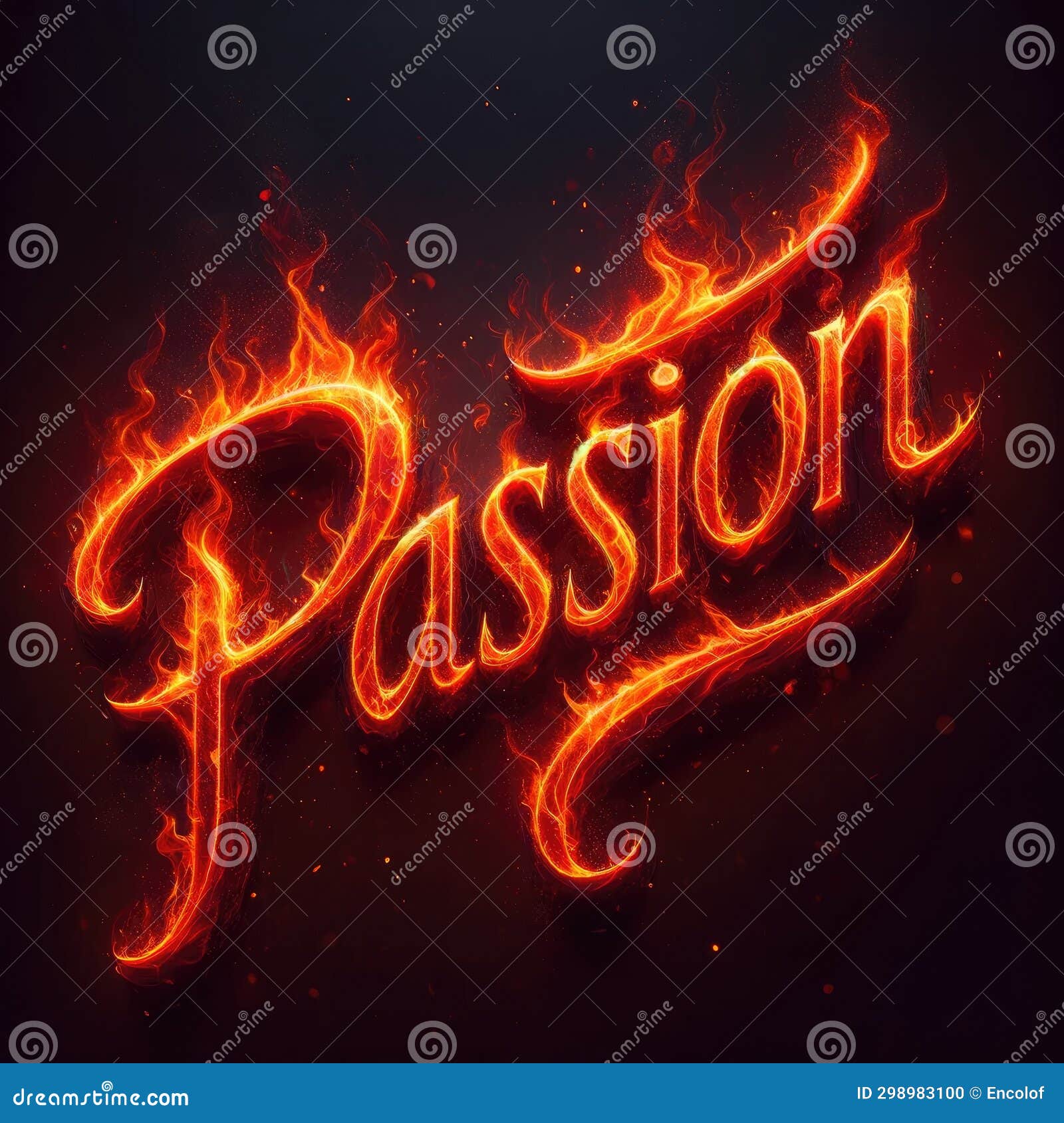 Fiery Passion Typography on Dark Background Stock Illustration