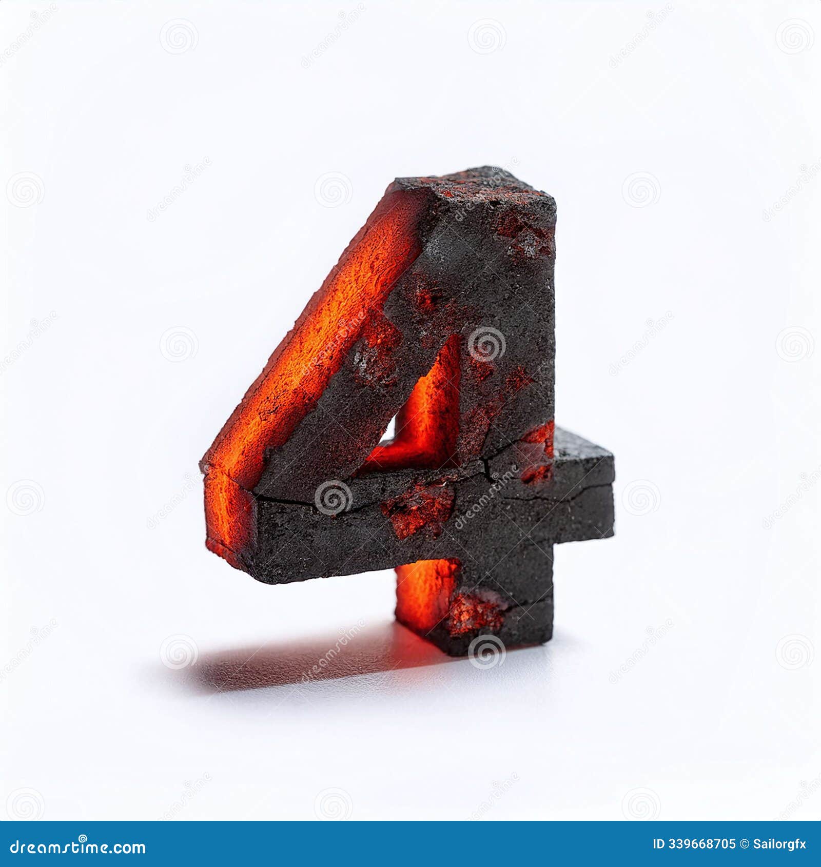 isometric lava number â4â on white background