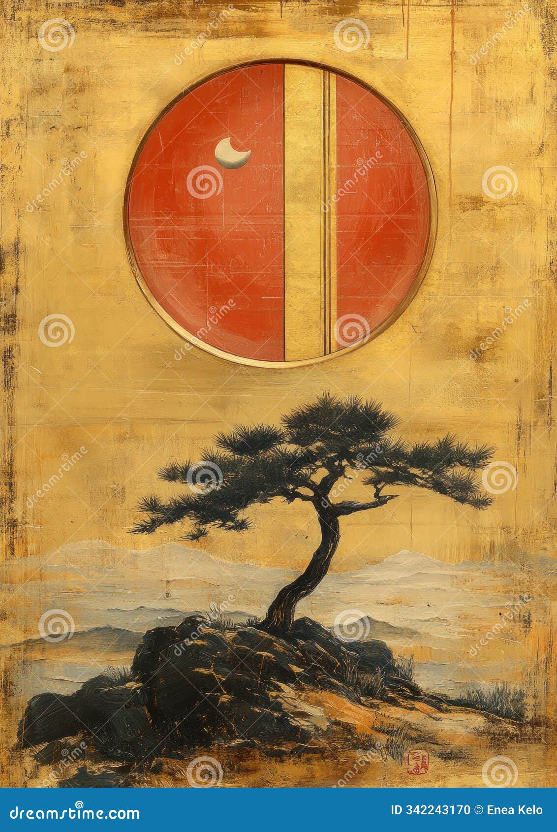 desert mesquite in rising sun