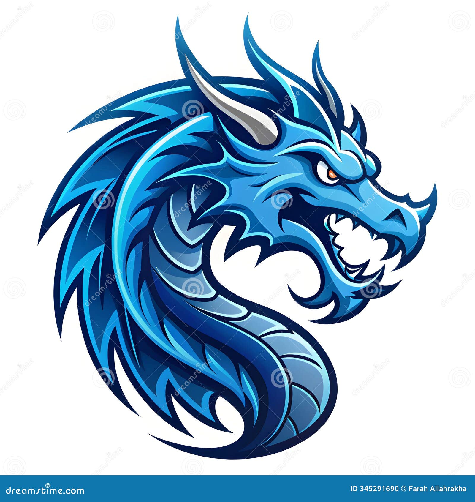 a striking logo featuring a cool blue dragon, izing strength