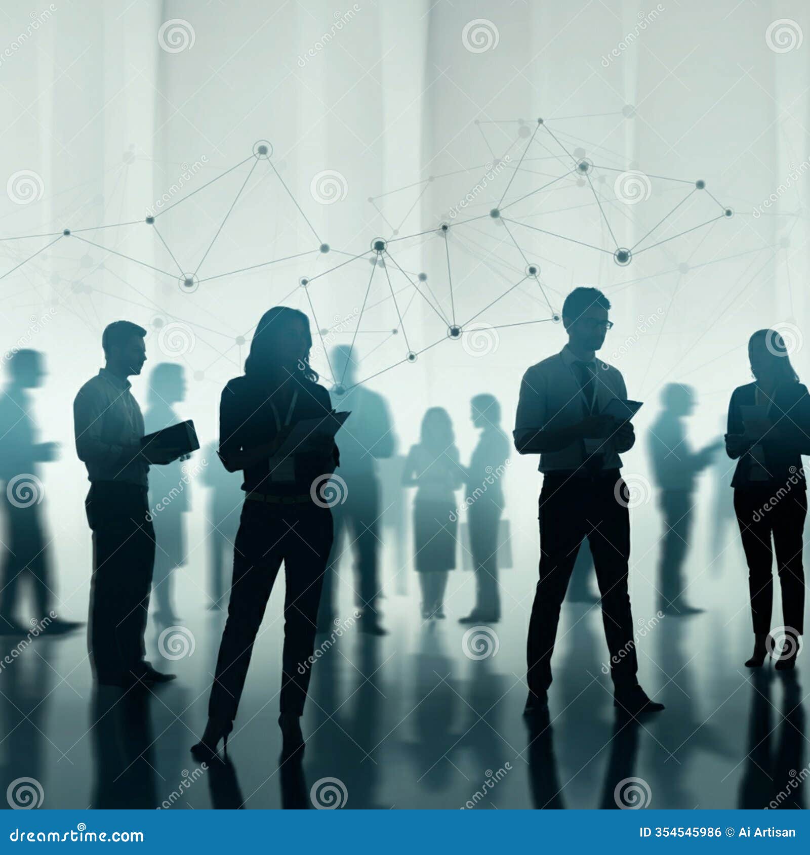 ai-generated image of silhouettes shaking hands in office meeting