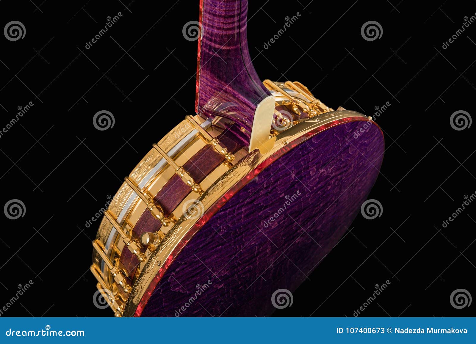 5-string banjos on black background