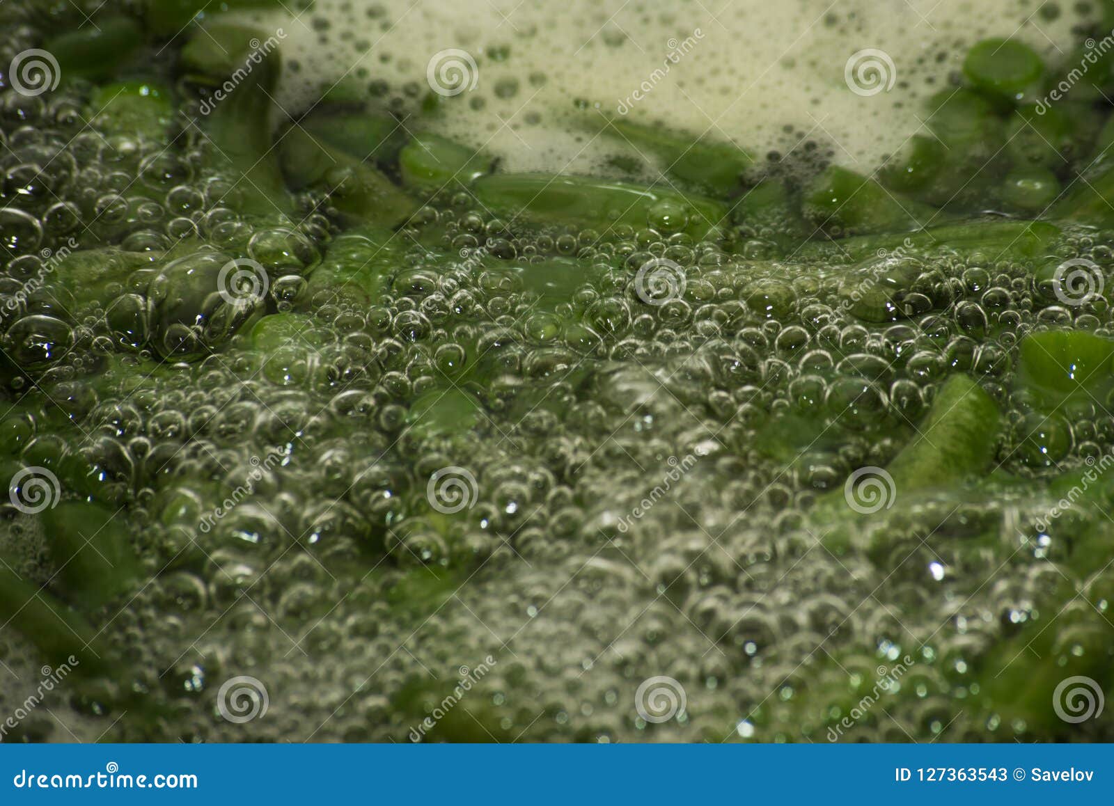 String Beans in Boiling Water in a Frying Pan Stock Image Image of