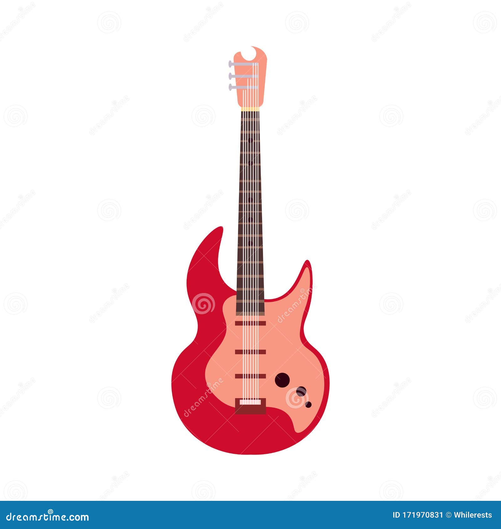 String Electric Guitar Isolated on White Background. Cartoon Musical  Instruments in Flat Style. Guitar Cute Icon. Vector Stock Vector -  Illustration of electric, cute: 171970831