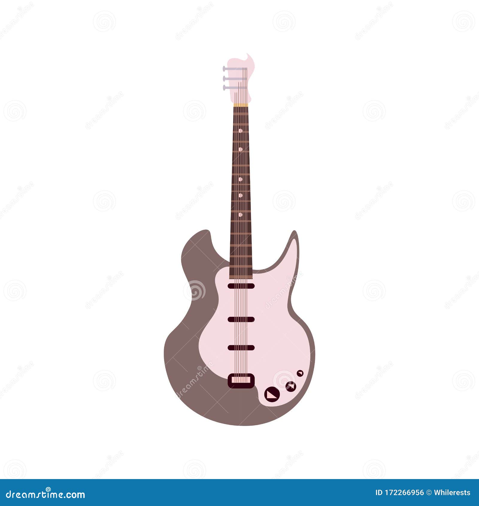String Electric Guitar Isolated on White Background. Cartoon Musical  Instruments in Flat Style. Guitar Cute Icon. Vector Stock Vector -  Illustration of flat, instrument: 172266956