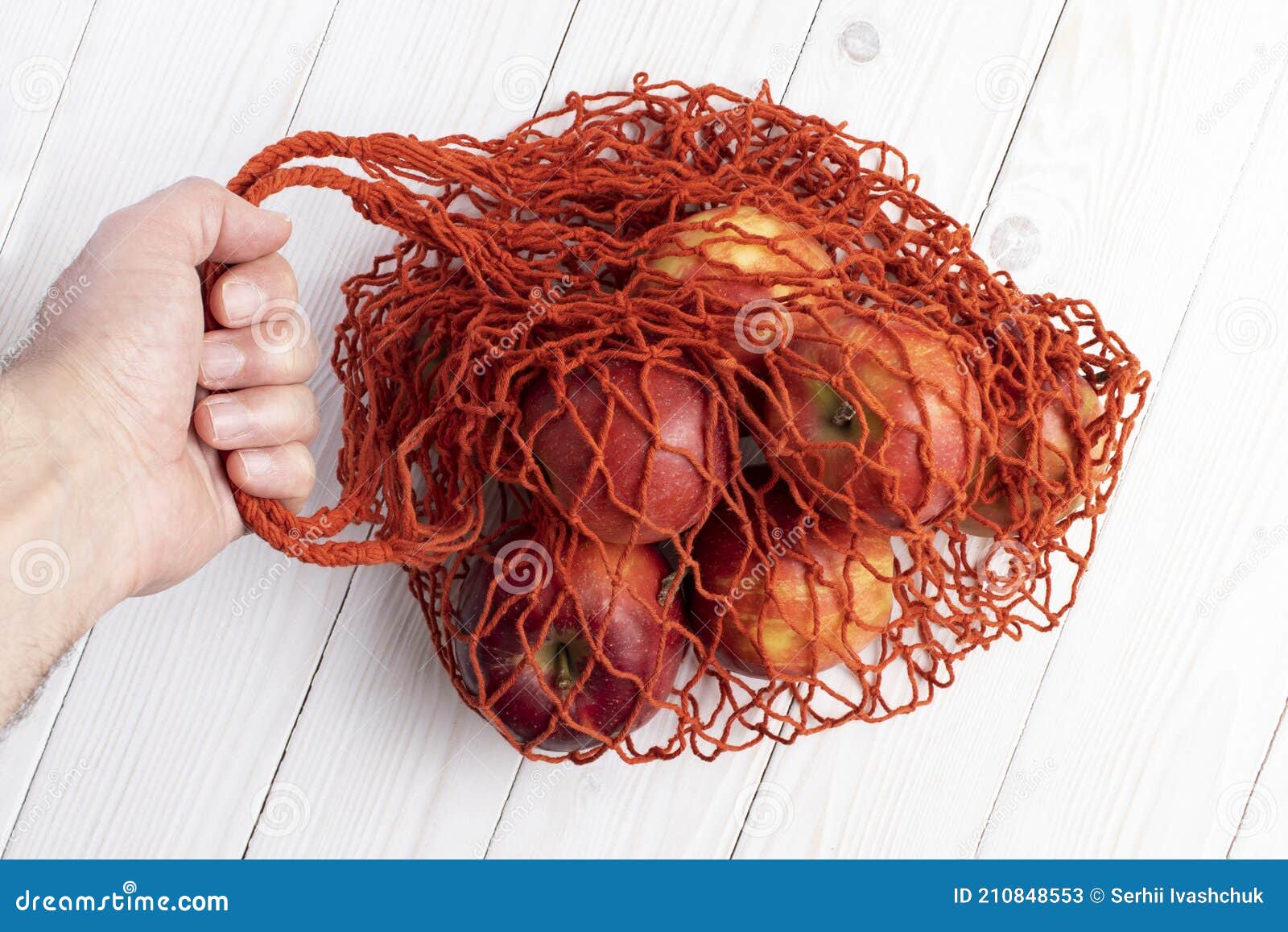 String Shopping Bag with Apples. Stock Image Image of close, shopping